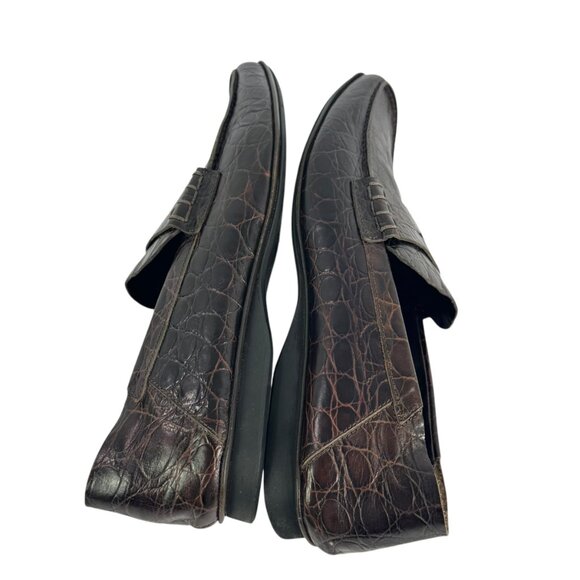 PRADA Dark Brown Croc Embossed Calfskin Men's Loafers Made in Italy 9UK - 10US - Picture 11 of 13
